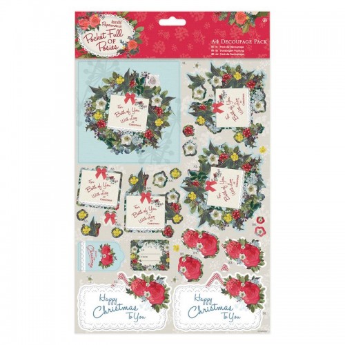 Листи с изрязани елементи за 3D декупаж - A4 Decoupage Pack - Pocket Full of Posies - For You